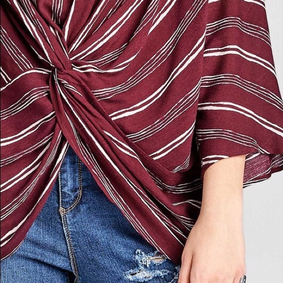 NWT Plus Size Wine Striped Blouse(last 1!) - Picture 4 of 4